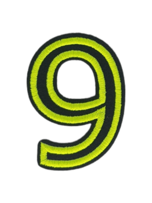 Putali '9' Alphabet Neon Green on Black Embroidery Patch D-02