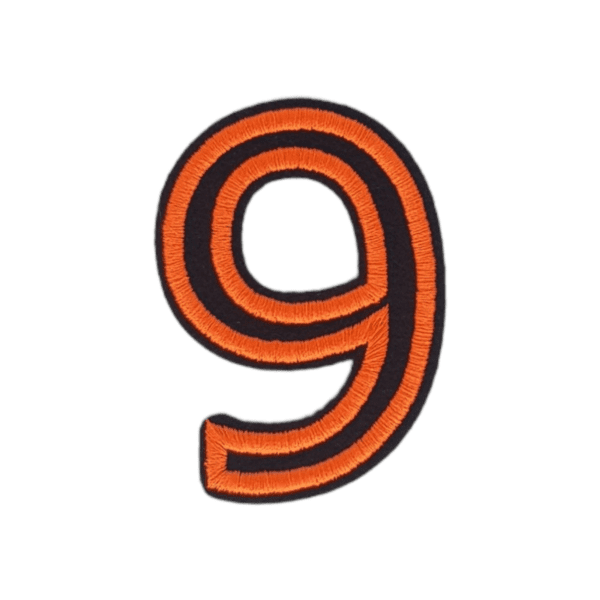 Putali '9' Alphabet Neon Orange on Black Embroidery Patch D-02