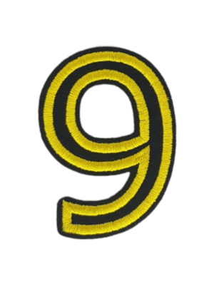 Putali '9' Alphabet Neon Yellow on Black Embroidery Patch D-02