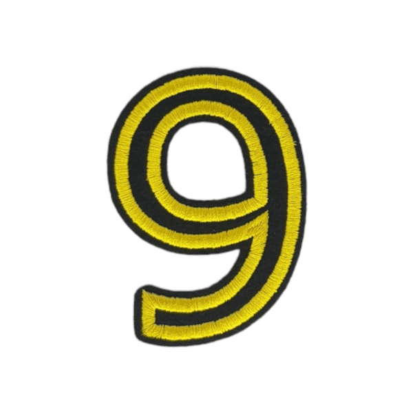 Putali '9' Alphabet Neon Yellow on Black Embroidery Patch D-02