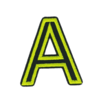 Putali 'A' Alphabet Neon Green on Black Embroidery Patch D-02