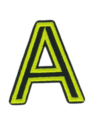 Putali 'A' Alphabet Neon Green on Black Embroidery Patch D-02