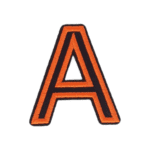 Putali 'A' Alphabet Neon Orange on Black Embroidery Patch D-02