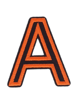 Putali 'A' Alphabet Neon Orange on Black Embroidery Patch D-02