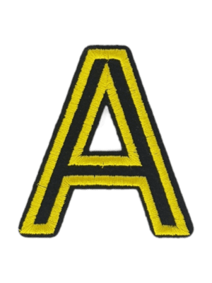 Putali 'A' Alphabet Neon Yellow on Black Embroidery Patch D-02