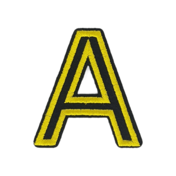 Putali 'A' Alphabet Neon Yellow on Black Embroidery Patch D-02