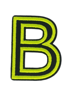 Putali 'B' Alphabet Neon Green on Black Embroidery Patch D-02