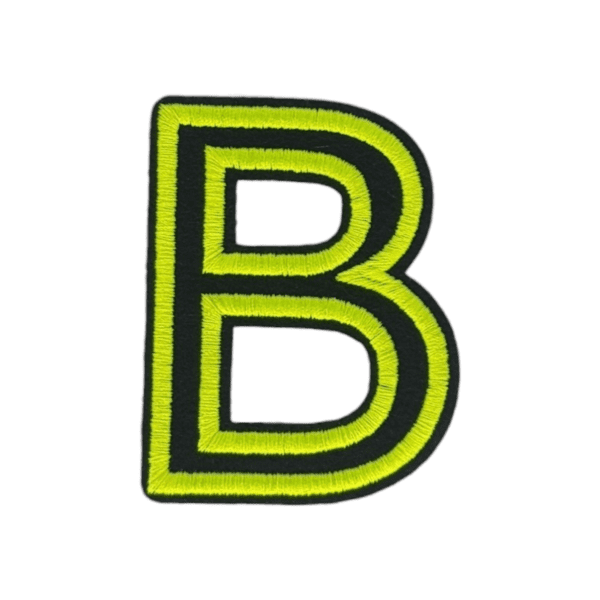 Putali 'B' Alphabet Neon Green on Black Embroidery Patch D-02