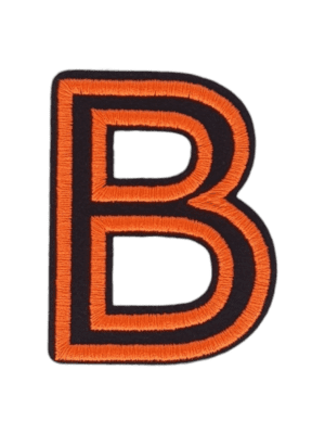 Putali 'B' Alphabet Neon Orange on Black Embroidery Patch D-02