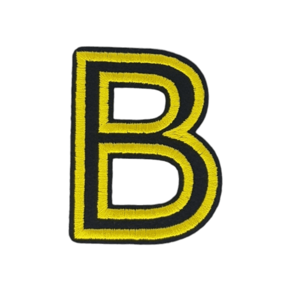 Putali 'B' Alphabet Neon Yellow on Black Embroidery Patch D-02