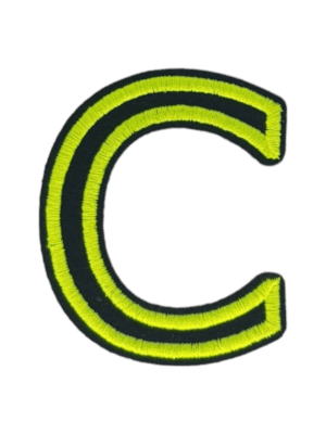 Putali 'C' Alphabet Neon Green on Black Embroidery Patch D-02