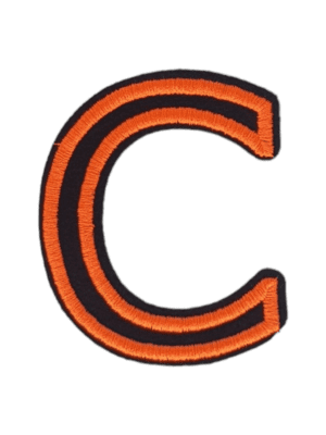 Putali 'C' Alphabet Neon Orange on Black Embroidery Patch D-02