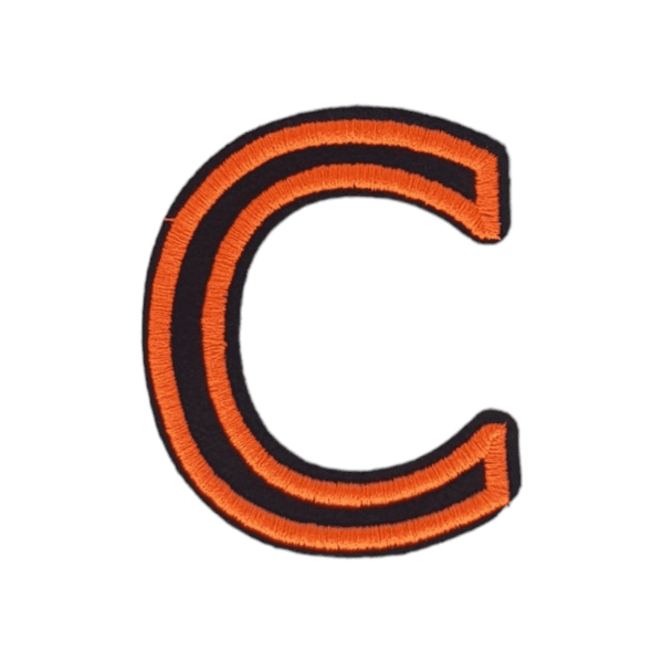 Putali 'C' Alphabet Neon Orange on Black Embroidery Patch D-02