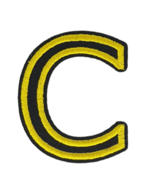 Putali 'C' Alphabet Neon Yellow on Black Embroidery Patch D-02