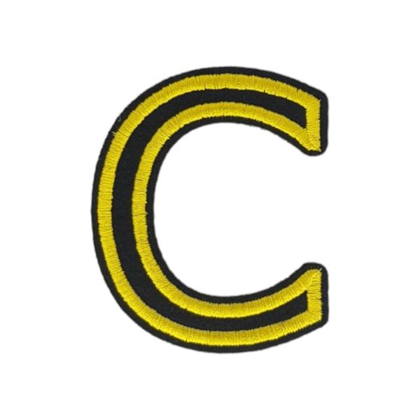 Putali 'C' Alphabet Neon Yellow on Black Embroidery Patch D-02