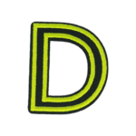 Putali 'D' Alphabet Neon Green on Black Embroidery Patch D-02