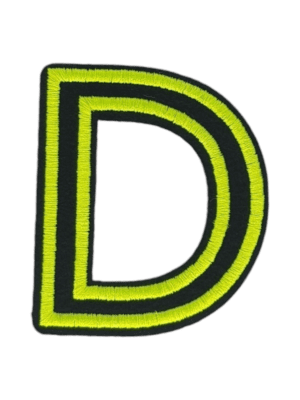 Putali 'D' Alphabet Neon Green on Black Embroidery Patch D-02