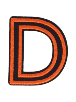 Putali 'D' Alphabet Neon Orange on Black Embroidery Patch D-02