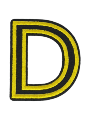 Putali 'D' Alphabet Neon Yellow on Black Embroidery Patch D-02