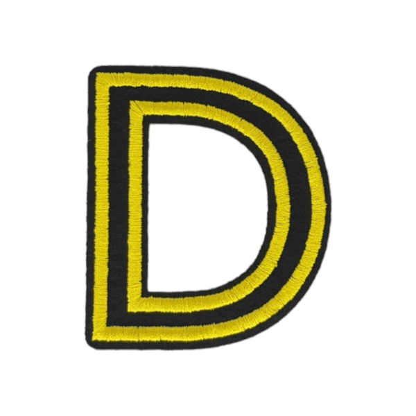 Putali 'D' Alphabet Neon Yellow on Black Embroidery Patch D-02