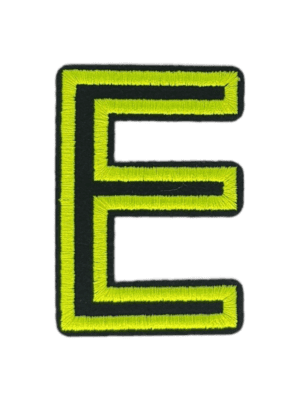 Putali 'E' Alphabet Neon Green on Black Embroidery Patch D-02