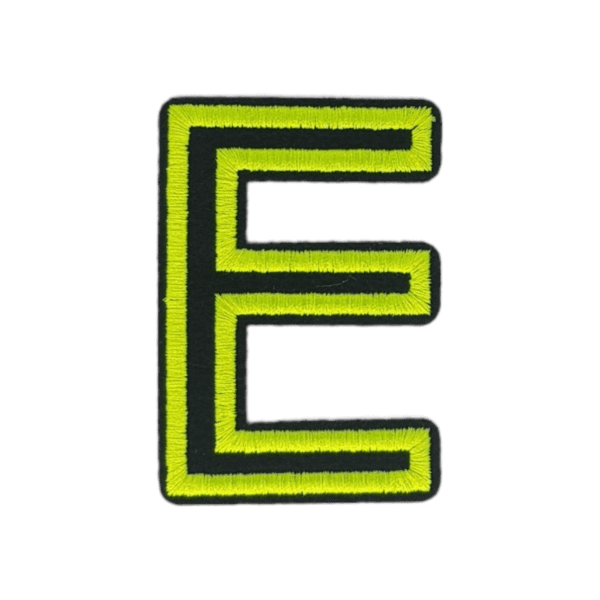 Putali 'E' Alphabet Neon Green on Black Embroidery Patch D-02