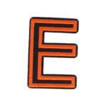 Putali 'E' Alphabet Neon Orange on Black Embroidery Patch D-02