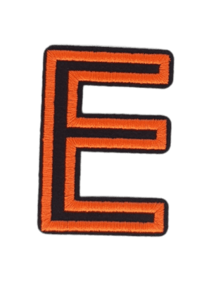 Putali 'E' Alphabet Neon Orange on Black Embroidery Patch D-02