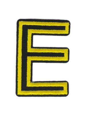 Putali 'E' Alphabet Neon Yellow on Black Embroidery Patch D-02