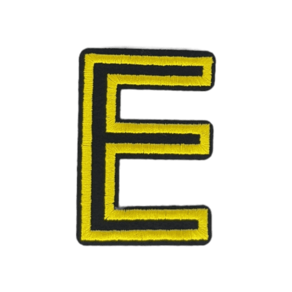 Putali 'E' Alphabet Neon Yellow on Black Embroidery Patch D-02