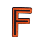 Putali 'F' Alphabet Neon Orange on Black Embroidery Patch D-02