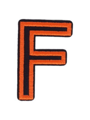 Putali 'F' Alphabet Neon Orange on Black Embroidery Patch D-02