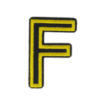 Putali 'F' Alphabet Neon Yellow on Black Embroidery Patch D-02