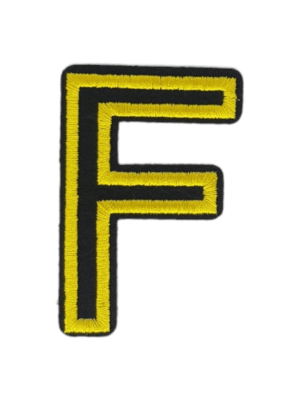 Putali 'F' Alphabet Neon Yellow on Black Embroidery Patch D-02