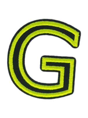 Putali 'G' Alphabet Neon Green on Black Embroidery Patch D-02