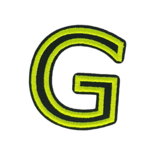 Putali 'G' Alphabet Neon Green on Black Embroidery Patch D-02