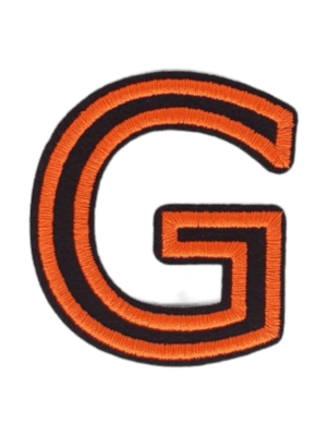 Putali 'G' Alphabet Neon Orange on Black Embroidery Patch D-02