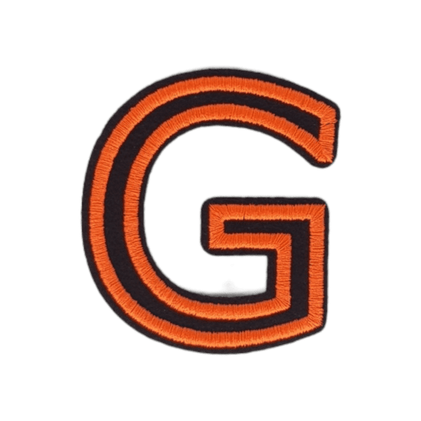 Putali 'G' Alphabet Neon Orange on Black Embroidery Patch D-02