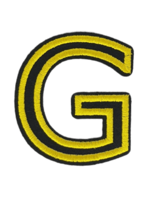 Putali 'G' Alphabet Neon Yellow on Black Embroidery Patch D-02