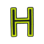 Putali 'H' Alphabet Neon Green on Black Embroidery Patch D-02