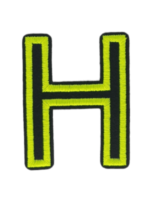 Putali 'H' Alphabet Neon Green on Black Embroidery Patch D-02