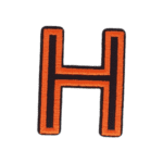 Putali 'H' Alphabet Neon Orange on Black Embroidery Patch D-02