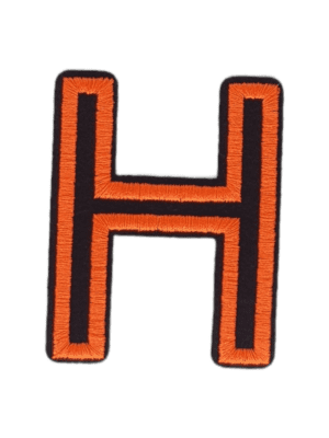 Putali 'H' Alphabet Neon Orange on Black Embroidery Patch D-02