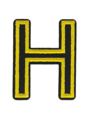 Putali 'H' Alphabet Neon Yellow on Black Embroidery Patch D-02