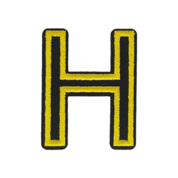 Putali 'H' Alphabet Neon Yellow on Black Embroidery Patch D-02