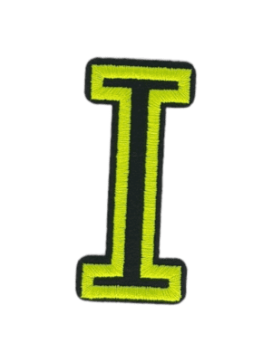 Putali 'I' Alphabet Neon Green on Black Embroidery Patch D-02