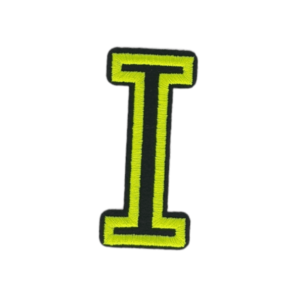 Putali 'I' Alphabet Neon Green on Black Embroidery Patch D-02