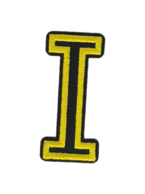 Putali 'I' Alphabet Neon Yellow on Black Embroidery Patch D-02