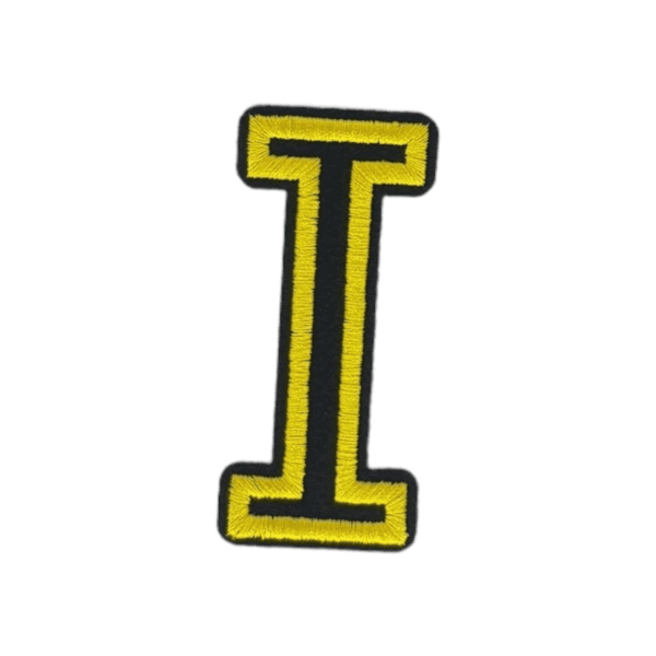 Putali 'I' Alphabet Neon Yellow on Black Embroidery Patch D-02