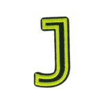 Putali 'J' Alphabet Neon Green on Black Embroidery Patch D-02